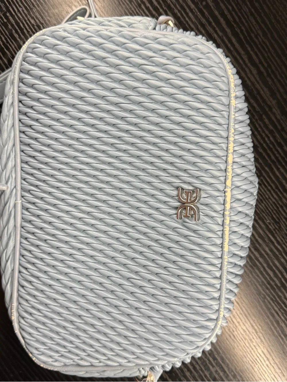 Light Blue Woven Crossbody Backpack - Brand